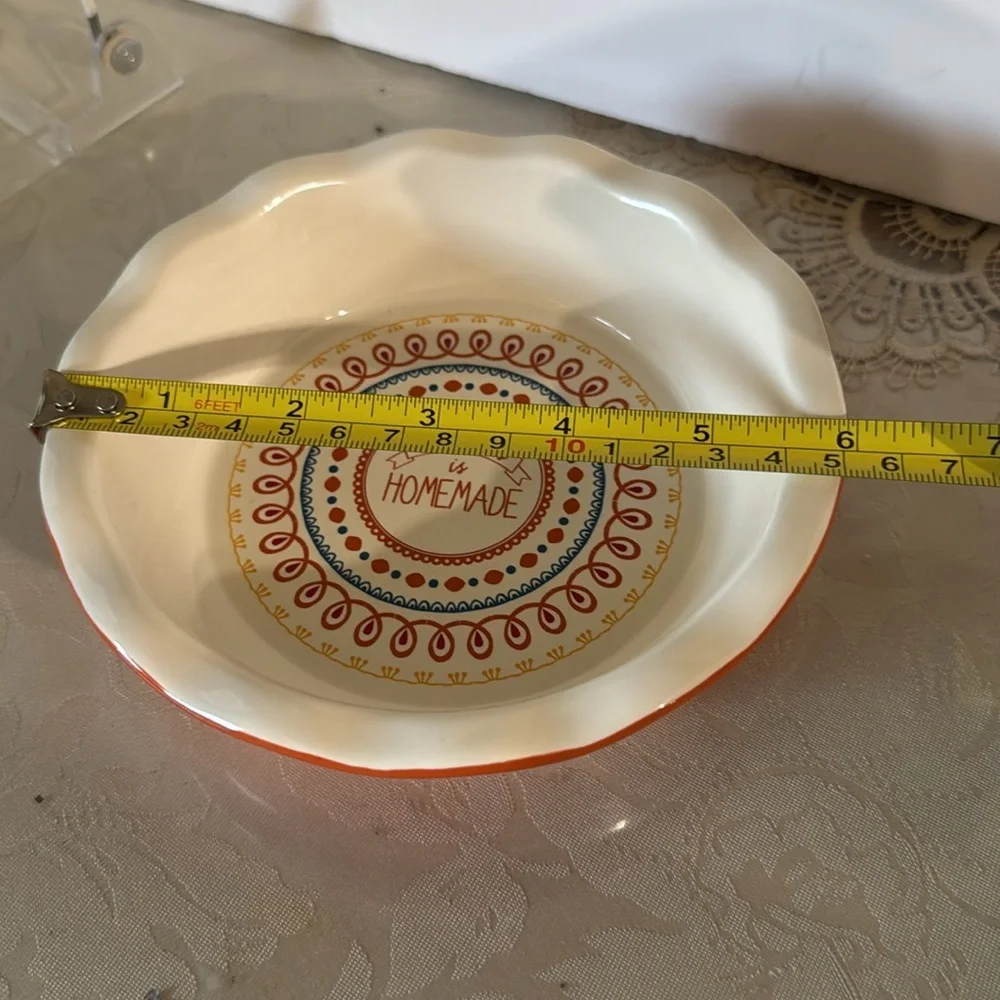 Celebrate It. Small Charming Ceramic pie with Happiness Quote 6” inches